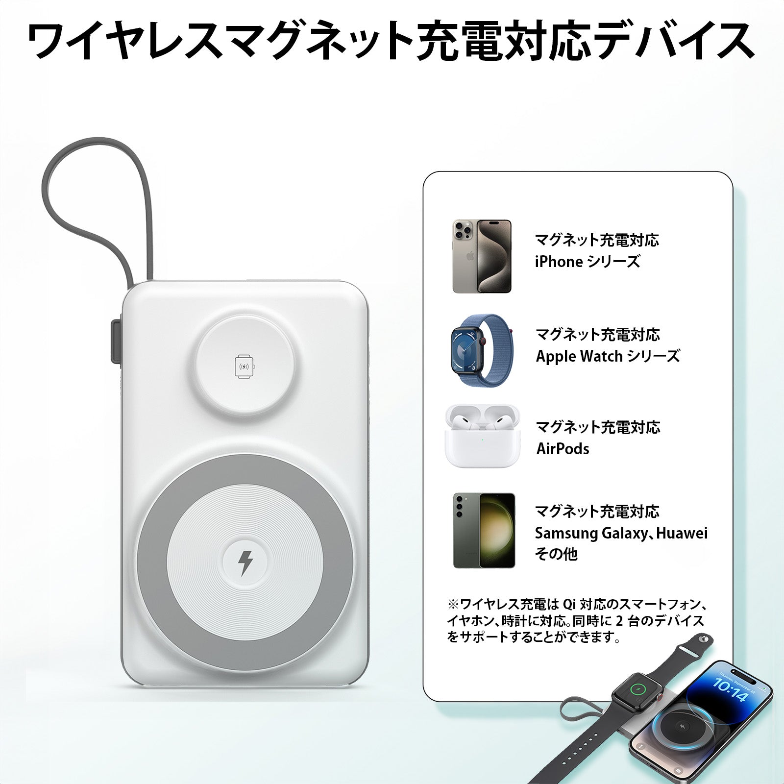モバイルバッテリー 2WAY蓄電 5WAY充電ポート 容量10000mAh ポータブルバッテリー B695