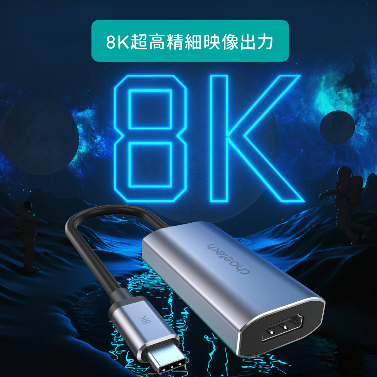 USB-C to 8K 60Hz HDMI ハブ 変換アダプター メス HUB-H16