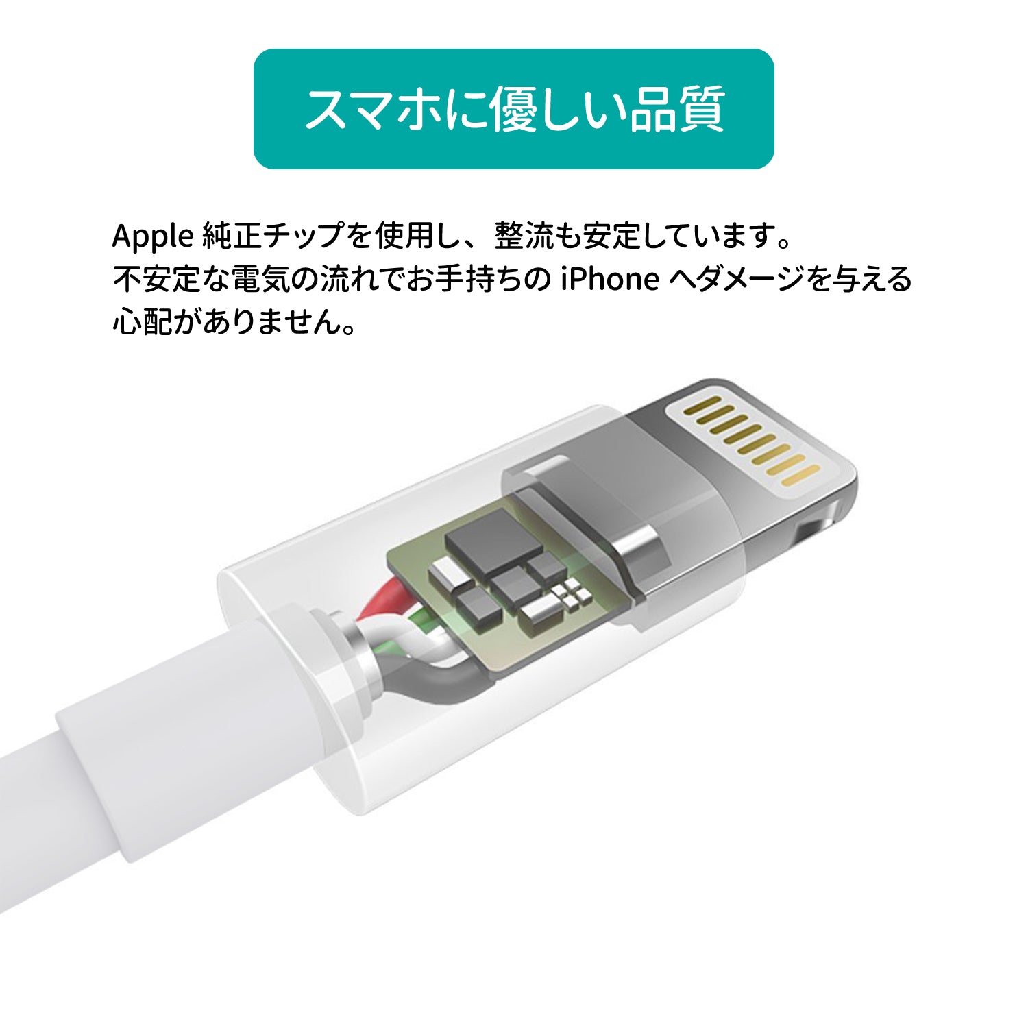 MFi認証 USB-A to Lightningケーブル 1.8mm ホワイト IP0027