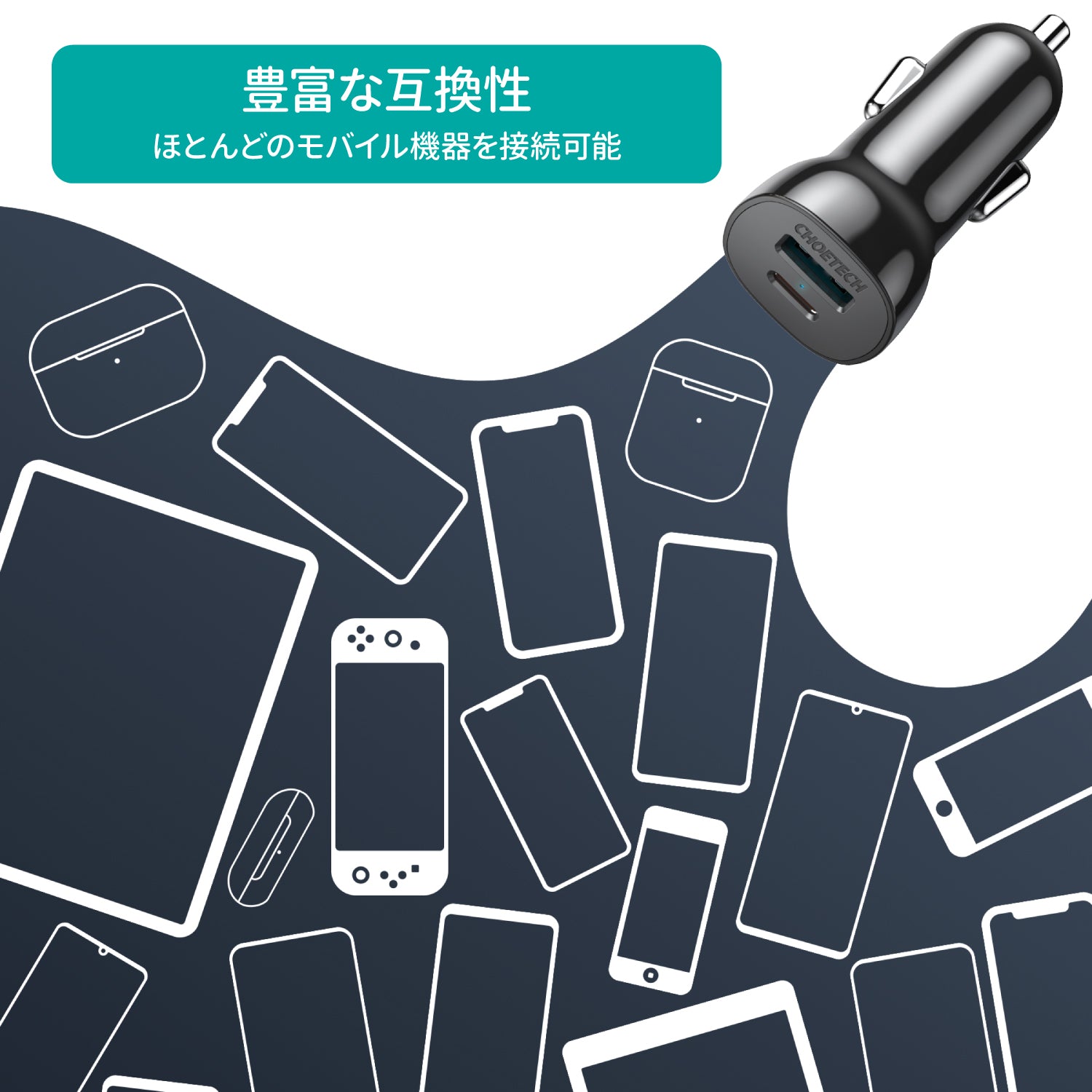 USB Type-C + USB A 38W シガーソケット QC3.0 PD20W Car Charger TC0005-V3