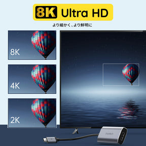 USB-C to 8K 60Hz HDMI ハブ 変換アダプター メス HUB-H16
